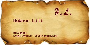 Hübner Lili névjegykártya